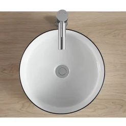 Vasque à poser ronde en céramique blanc et noir Kala