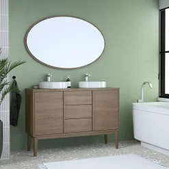 Vasque à poser ronde en céramique blanc et noir Kala