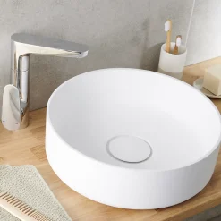 Vasque à poser ronde en résine blanc Apanas GoodHome