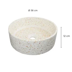 Vasque à poser ronde en terrazzo 36cm