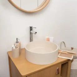 Vasque à poser ronde grès beige Ø36 x H.12 cm Homesight Swan