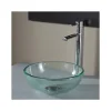 Vasque à poser ronde petit diamètre 31 cm en verre transparent