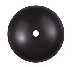 Vasque à poser ronde pierre naturelle noire GoodHome Tumen