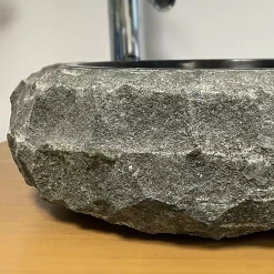 Vasque à poser ronde PITA - 40 cm noir en basalte