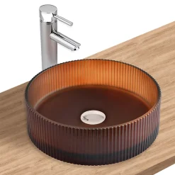 Vasque à poser ronde verre fumé miel Ø36 x H.12 cm Homesight Bali