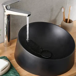 Vasque à poser résine GoodHome Allos Noir