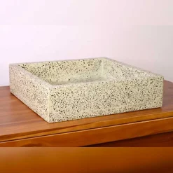 Vasque à poser timbre crème moucheté carrée en Terrazzo pour salle de bain