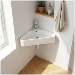 Vasque à suspendre d'angle en céramique blanche 42,5cm