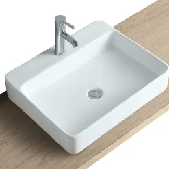 Vasque à suspendre ou poser en céramique l.60 x H.12 x P.49 cm, blanc, Homesight Andy
