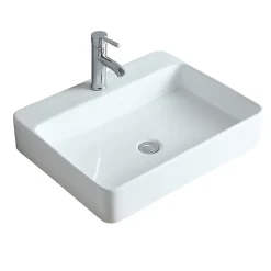 Vasque à suspendre ou poser en céramique l.60 x H.12 x P.49 cm, blanc, Homesight Andy