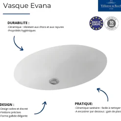 Vasque 50 x 35 cm à encastrer par-dessous VILLEROY ET BOCH Evana