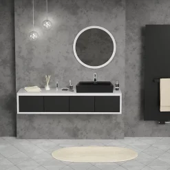 Vasque a poser carré noir lavabo ceramique salle de bain 605x365mm ML-Design