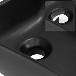 Vasque a poser noir ceramique lave-main Evier pour salle de bain 450x270x130 mm