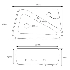 Vasque a poser noir ceramique lave-main Evier pour salle de bain 450x270x130 mm