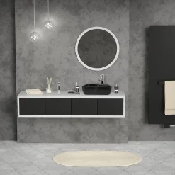 Vasque a poser noir ceramique lave-main Evier pour salle de bain 450x270x130 mm