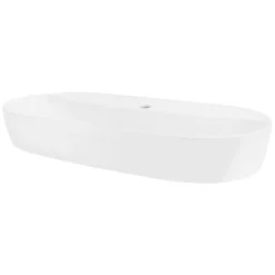 Vasque a poser ovale blanc en ceramique lavabo pour salle de bain 800x400x120 mm