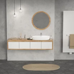 Vasque a poser ovale blanc en ceramique lavabo pour salle de bain 800x400x120 mm