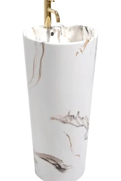 Vasque Autoportante Rea Blanka Marble White Round