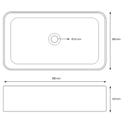 Vasque blanc rectangulaire en ceramique lavabo lave-mains a poser 680x380x120 mm