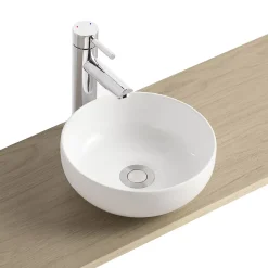 Vasque bol en céramique diamètre 26 x H.12 cm, blanc, Homesight