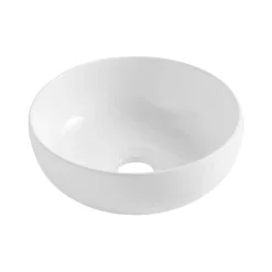 Vasque bol en céramique diamètre 26 x H.12 cm, blanc, Homesight