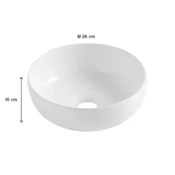 Vasque bol en céramique diamètre 26 x H.12 cm, blanc, Homesight