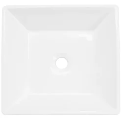 Vasque carré ceramique blanc lavabo a poser sur plan de toilette 410x410x120 mm