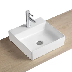 Vasque carrée à poser en céramique blanche 40 cm NAO