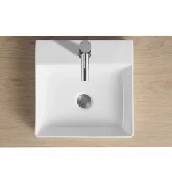 Vasque carrée à poser en céramique blanche 40 cm NAO