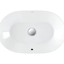 Vasque céramique traditionnelle SANINDUSA ovale a poser sur plan 60x38 Sanlife blanc