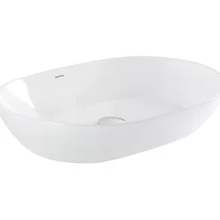 Vasque céramique traditionnelle SANINDUSA ovale a poser sur plan 60x38 Sanlife blanc