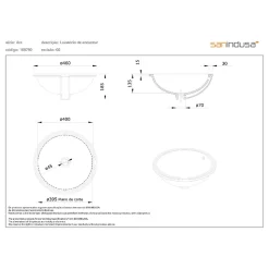 Vasque céramique traditionnelle SANINDUSA a encastrer par dessous Arc 46 blanc