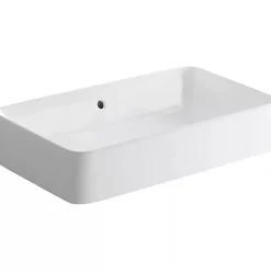 Vasque céramique traditionnelle SANINDUSA rectangulaire a poser sur plan 60x35 Sanlife blanc