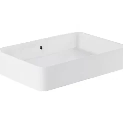Vasque céramique traditionnelle SANINDUSA rectangulaire a poser sur plan 60x35 Sanlife blanc