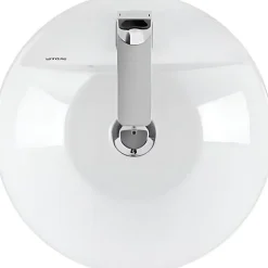 Vasque céramique traditionnelle SANINDUSA ronde a poser sur plan D38 avec trou pour robinetterie Sanlife blanc