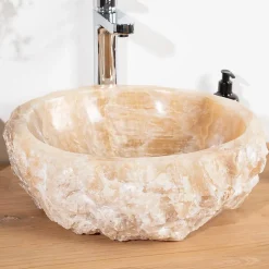 Vasque de salle de bain à poser en pierre Onyx 40 - 45 cm