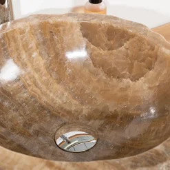 Vasque de salle de bain à poser en pierre Onyx 40 - 45 cm