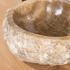 Vasque de salle de bain à poser en pierre Onyx 40 - 45 cm