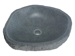 Vasque de salle de bain en pierre de rivière WATU - Couleur grise