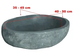 Vasque de salle de bain en pierre de rivière WATU - Couleur grise