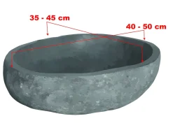 Vasque de salle de bain en pierre de rivière WATU - Couleur grise