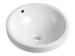 Vasque de salle de bain semi-encastrée ronde en céramique - 46 cm - Blanc - CATONAC II
