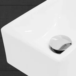 Vasque en céramique blanc avec bonde de vidage pour salle de bain 350x205x125 mm
