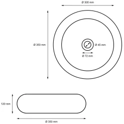 Vasque en céramique blanc avec bonde de vidage pour salle de bain 350x120 mm