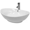 Vasque en céramique blanc avec bonde de vidage pour salle de bain 590x390x200 mm