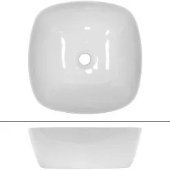 Vasque en céramique blanc carré avec bonde de vidage salle de bain 405x140 mm