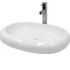 Vasque en céramique blanc avec bonde de vidage pour salle de bain 630x420x120 mm