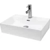 Vasque en céramique blanc avec bonde de vidage pour salle de bain 415x360x130 mm
