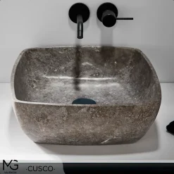 Vasque en marbre naturel CUSCO GREY 40x40x15 cm