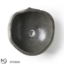 Vasque en pierre naturelle de rivière STONIX 40x38x15 cm